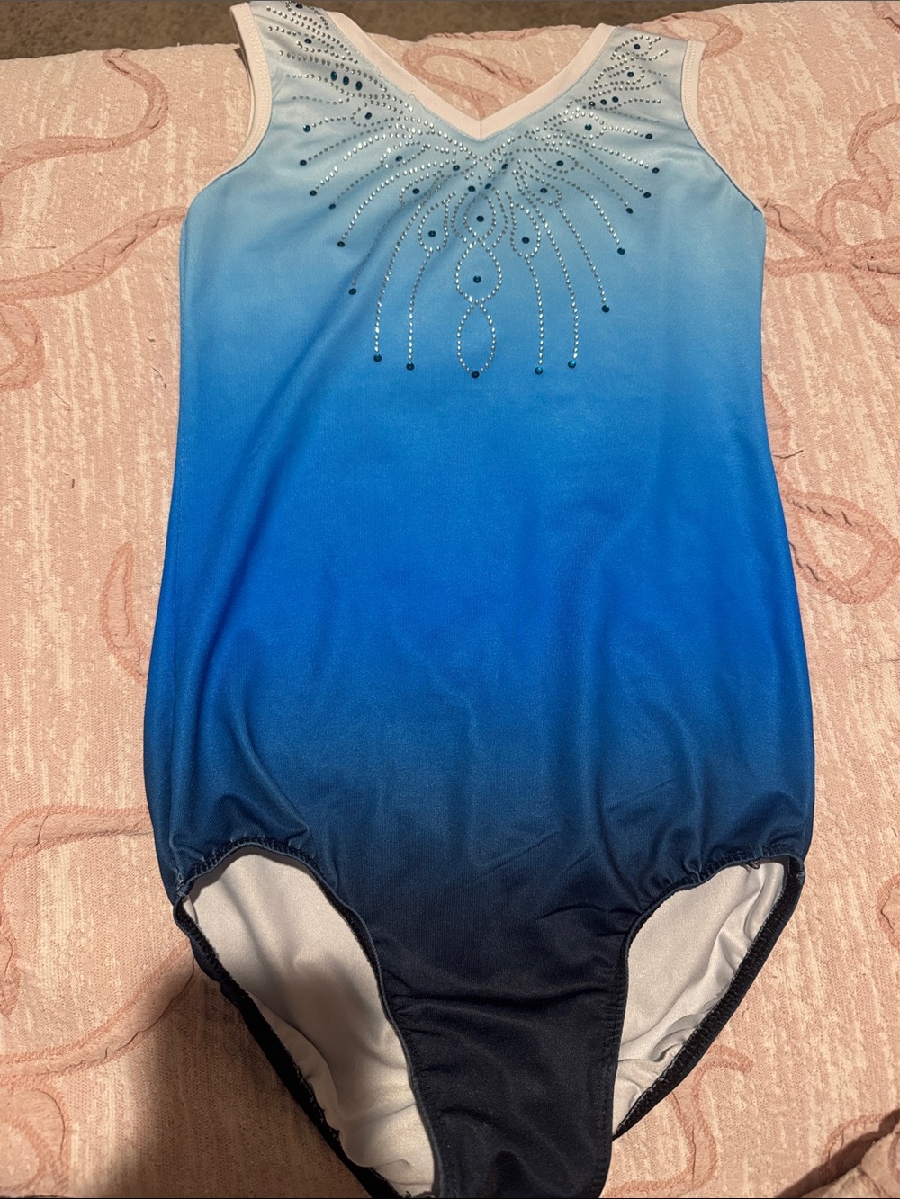 Girls' Blue Ombre Rhinestone Gymnastics Leotard